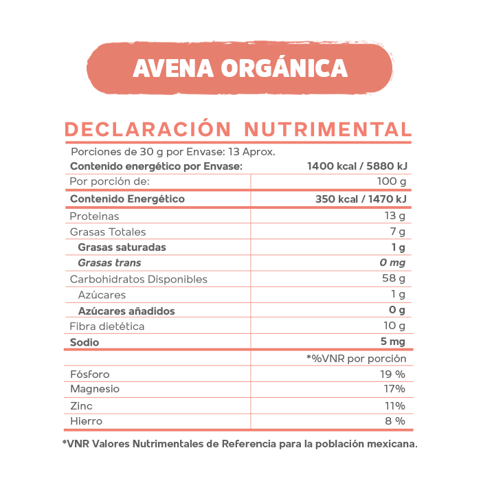 Avena Orgánica Sin Gluten (400 g)
