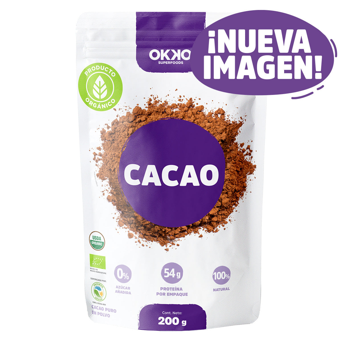 Cacao Puro en Polvo (200gr) Okko Super Foods Tienda en Linea