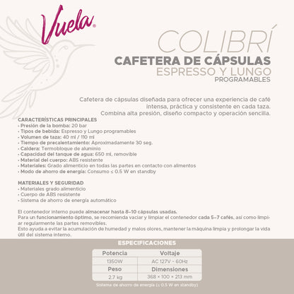 Vuela - Cafetera Colibrí