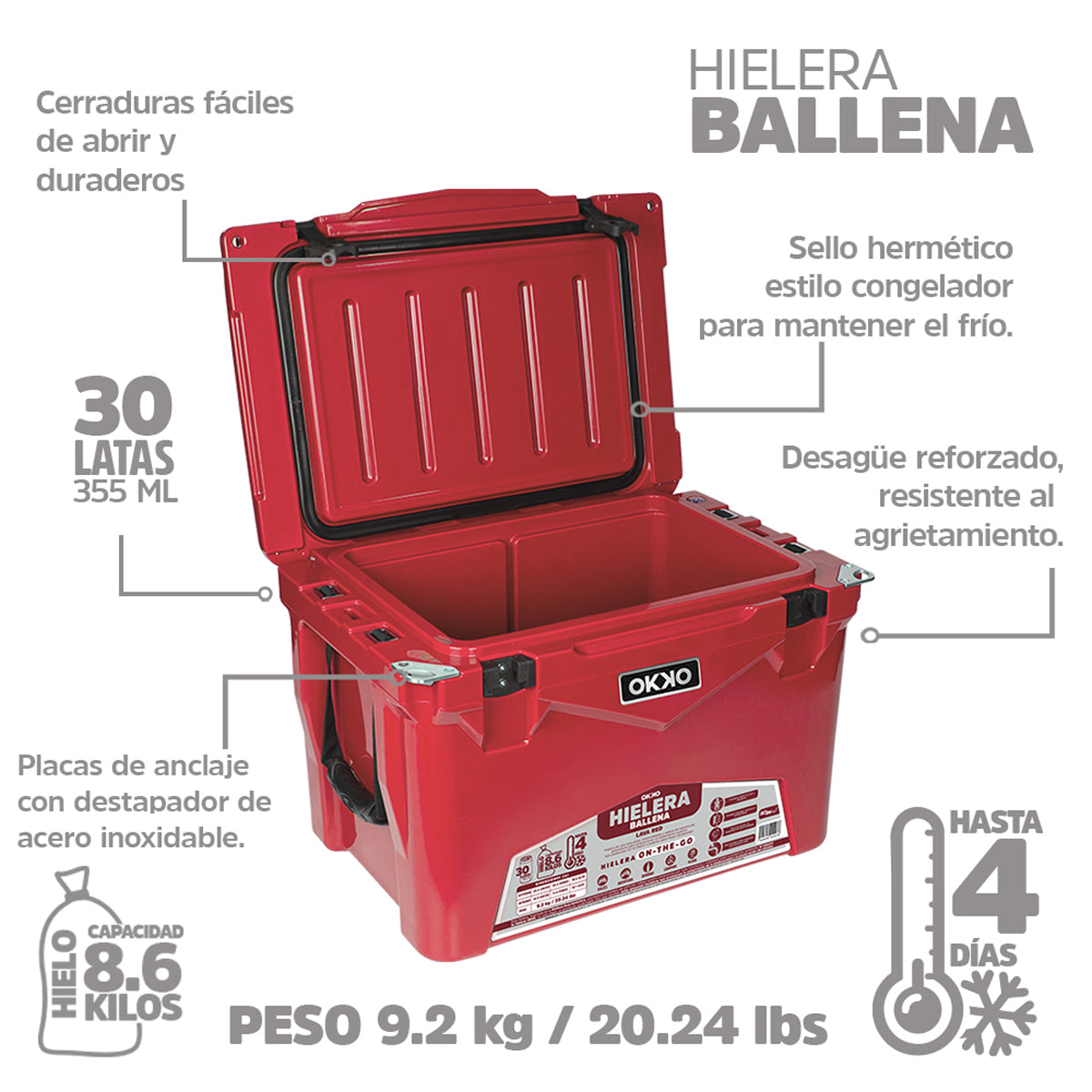 Hielera Ballena - Lava Red