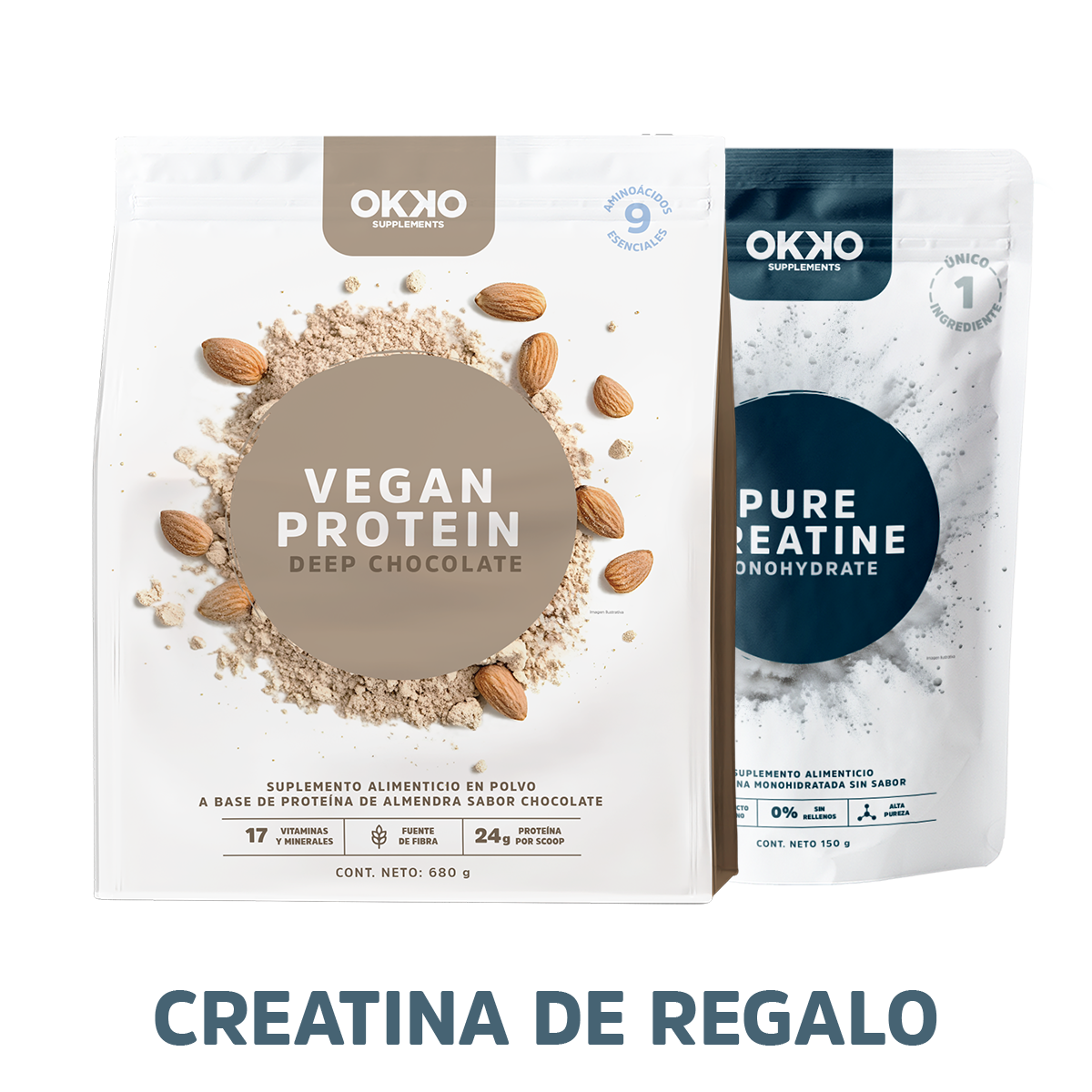 Proteína Vegana Deep Chocolate (680 g) + Creatina Monohidratada (150 g)