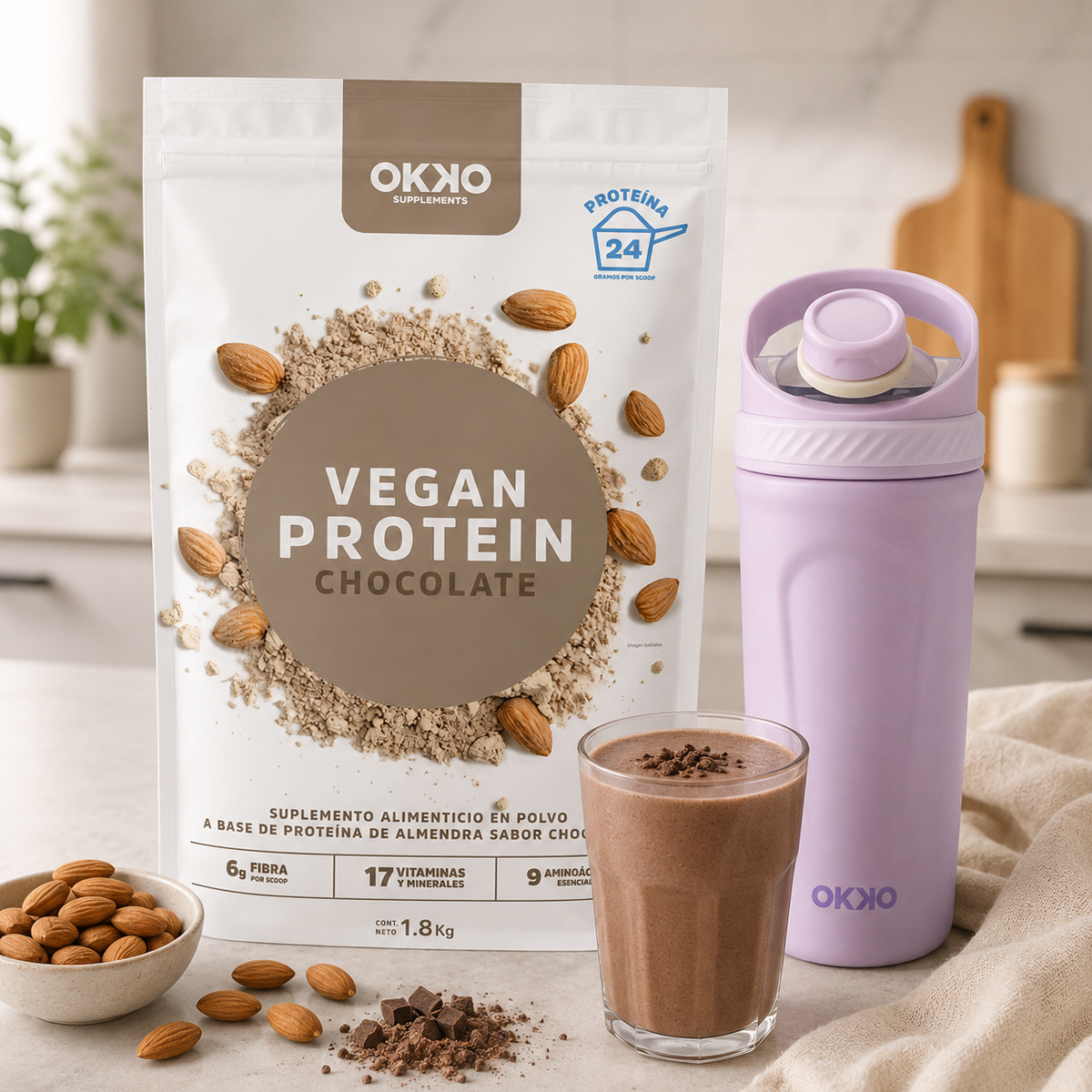 Pack Proteína Vegana (1.8 kg) + Shaker León