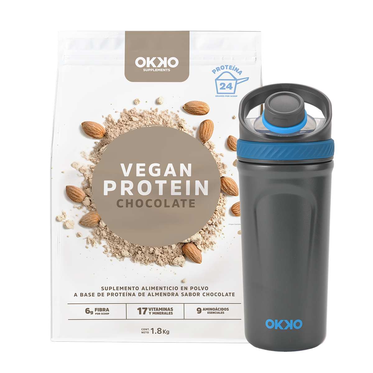 Pack Proteína Vegana (1.8 kg) + Shaker León
