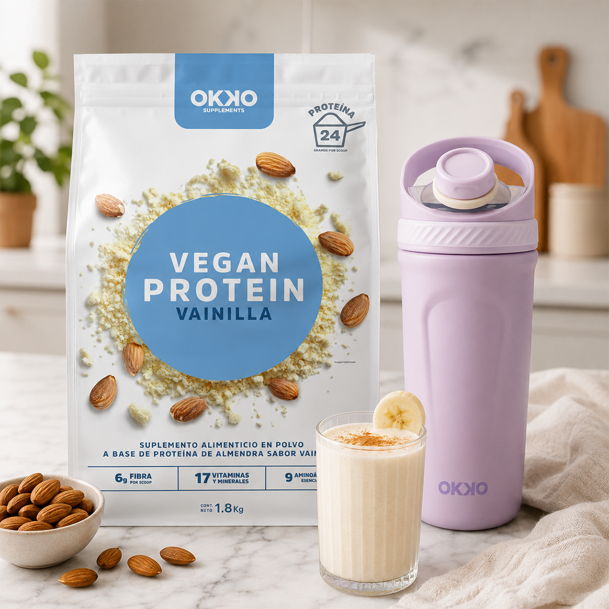 Pack Proteína Vegana (1.8 kg) + Shaker León