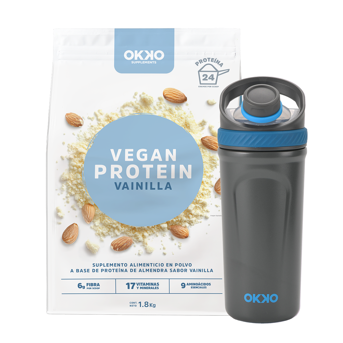Pack Proteína Vegana (1.8 kg) + Shaker León