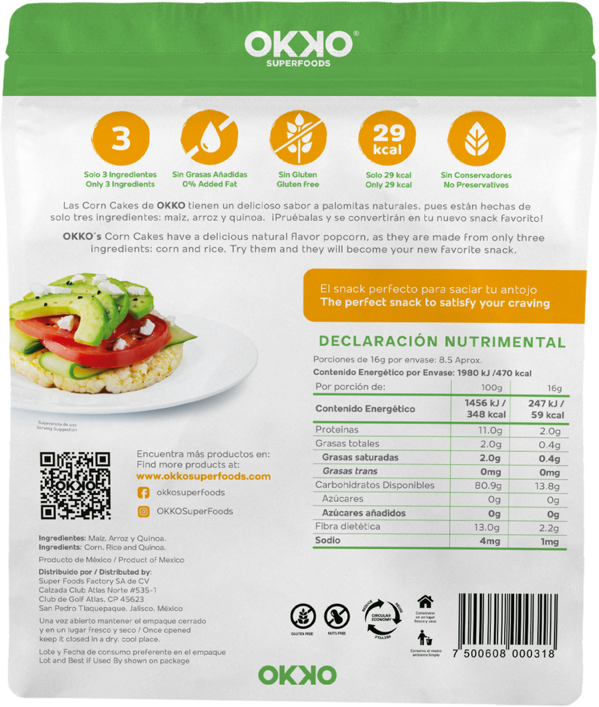 Corn cakes (136g) OKKOSUPERFOODS